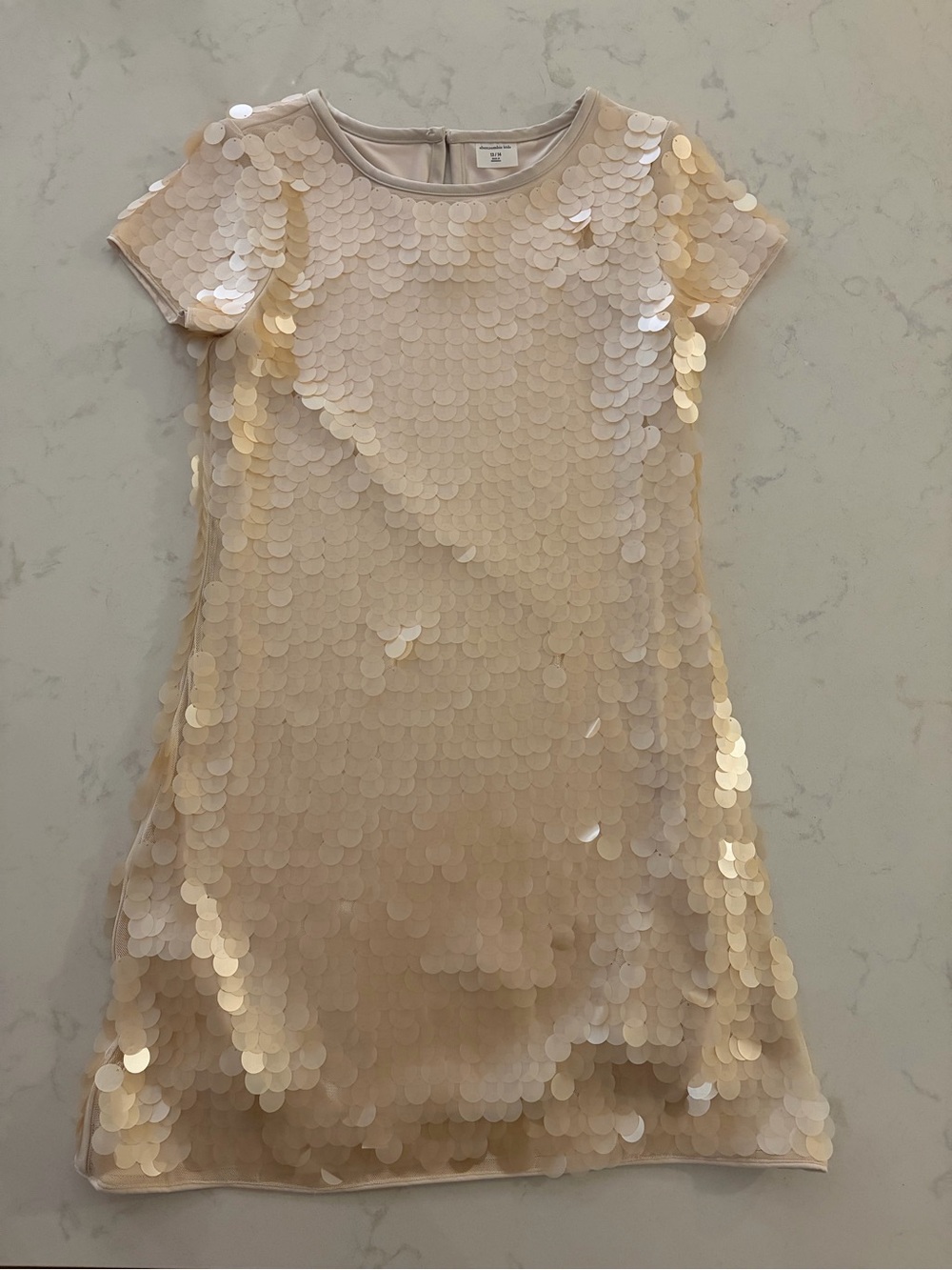abercrombie kids Champagne Sequin Short Sleeve Dress